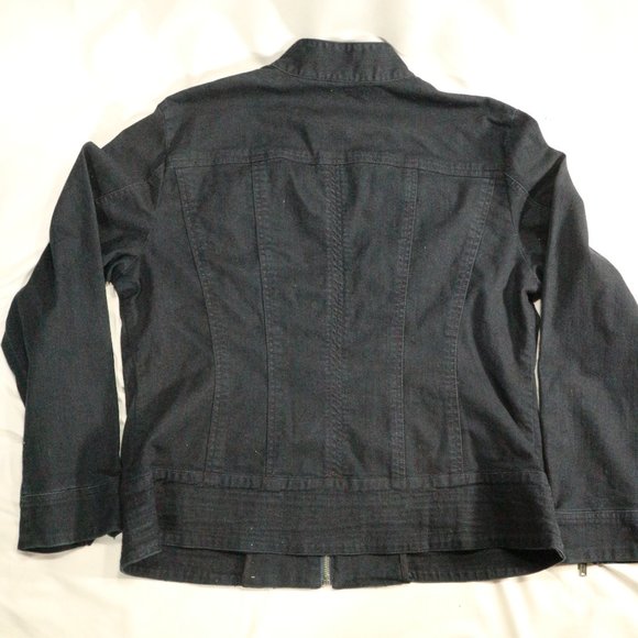 CHICOS Platinum Dark Denim Full Zip Jacket Sz 2 - Picture 4 of 11